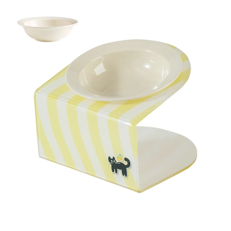 Ceramic Elevated Cat Food and Water Bowls with Stand, Anti-Slip Raised Pet Feeder for Cats and Small Dogs