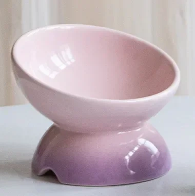CLEARANCE SALE-Ceramic Bowl Gradient Pet Food Water Feeders Small Dogs Drinking Eating Supplies Raised Tilted Cats Feeding Bowl