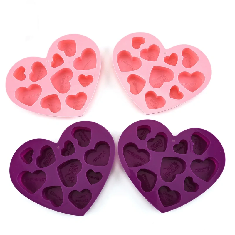 English Love Heart Shape Silicone Molds For Diy Candy Chocolate Soap Moulds Fondant Cake Decorating Tools Kitchen Bakeware M028