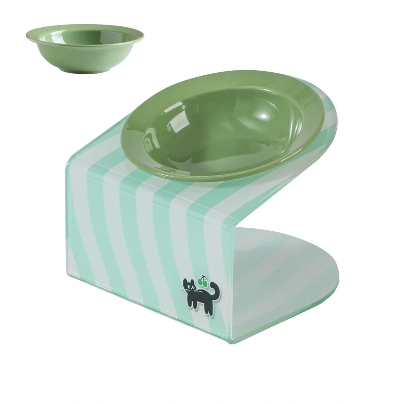 Ceramic Elevated Cat Food and Water Bowls with Stand, Anti-Slip Raised Pet Feeder for Cats and Small Dogs