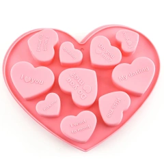 English Love Heart Shape Silicone Molds For Diy Candy Chocolate Soap Moulds Fondant Cake Decorating Tools Kitchen Bakeware M028