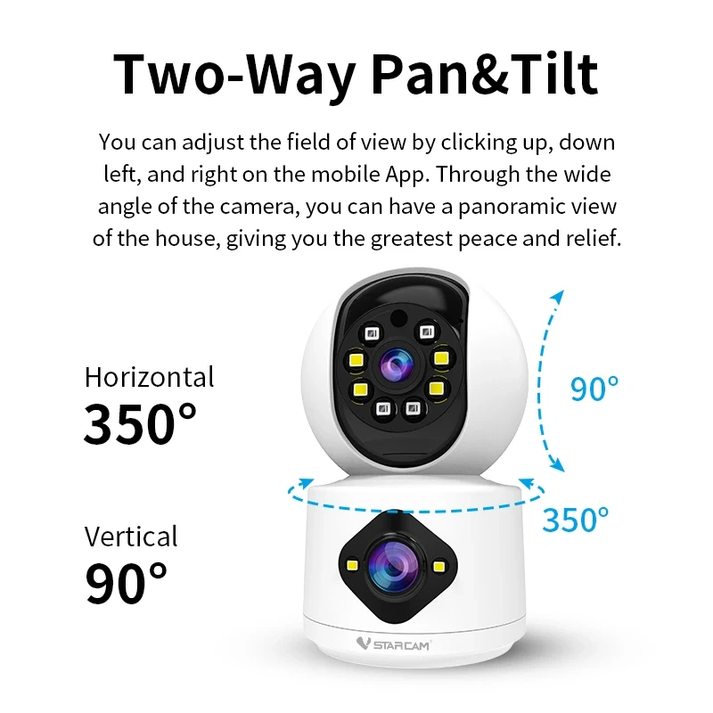 Vstarcam New 5MP Dual Lens Dual Picture Wifi 1080P IP Camera No Dead Corner Ball Integrated 360 Security Surveillance Phone APP