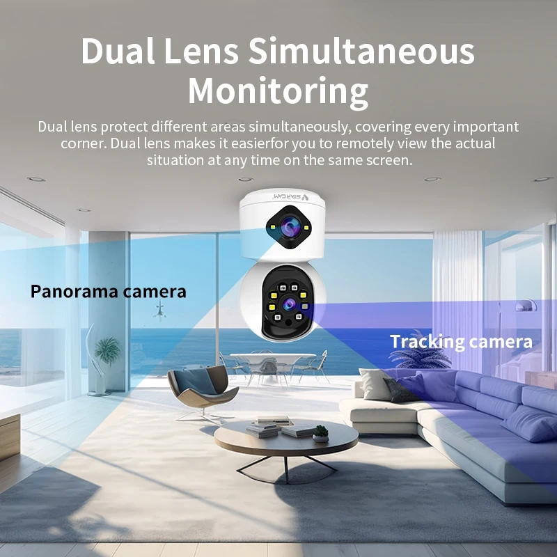 Vstarcam New 5MP Dual Lens Dual Picture Wifi 1080P IP Camera No Dead Corner Ball Integrated 360 Security Surveillance Phone APP