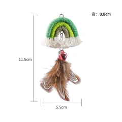 Rainbow Door Hanging Cat Teaser,Elastic Swing Feather Bell Toy with Adhesive Hook, Self Play Interactive Boredom Relief for Cats