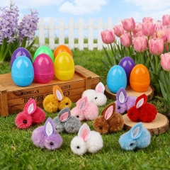 24/48Pcs Cute Easter Egg with Rabbit Figure for Kids Easter Birthday Party Basket Pinata Gift Bag Filler Egg Hunt Games Supplies