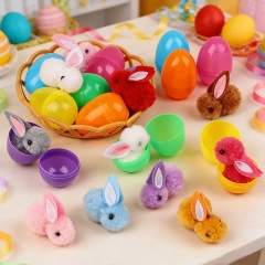 24/48Pcs Cute Easter Egg with Rabbit Figure for Kids Easter Birthday Party Basket Pinata Gift Bag Filler Egg Hunt Games Supplies