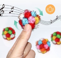 Cat Toy Ball Sparkly Pompoms 4.5cm Crinkle and Jingle Toys Built-in bell