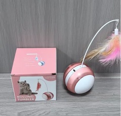 Premium Cat Interactive Tumbler Ball - Electric Smart Round Toy with Sound&Feather Auto-Rolling