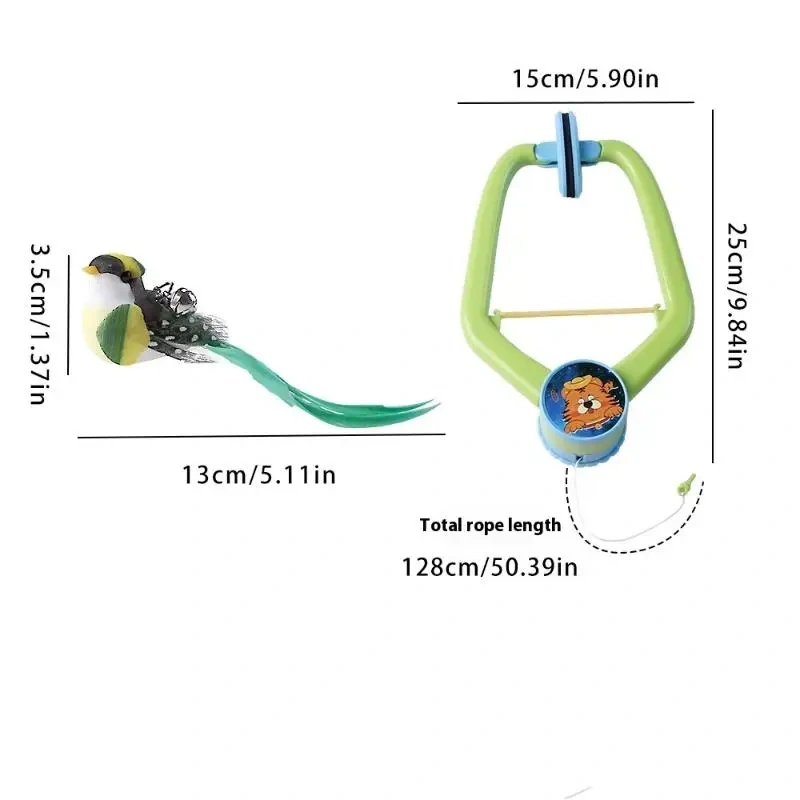 【E】Interactive Hanging Cat Toy for Door, Self-Play Teaser with Swinging Feathers & Replaceable Prey Attachments