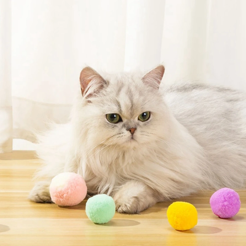 12pcs Wool Felt Ball Toys for Cats and Kittens Fun Adorable Colorful Soft Quiet Felted Fabric Balls Unique for Cat Lovers
