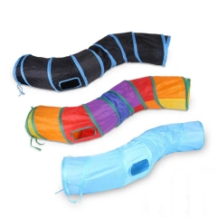 Wholesale Pet Toys Quality Cat Tunnel with Play Ball Rainbow Tunnel Interactive 2 Ways Collapsible Cat Tube with Ball