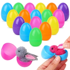 24/48Pcs Cute Easter Egg with Rabbit Figure for Kids Easter Birthday Party Basket Pinata Gift Bag Filler Egg Hunt Games Supplies