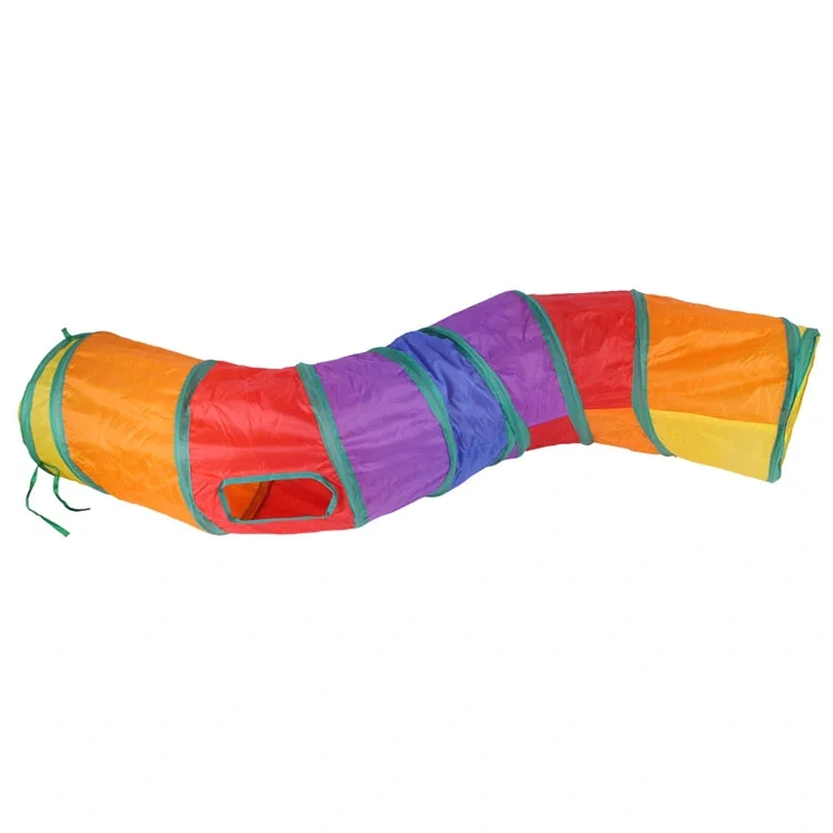 Wholesale Pet Toys Quality Cat Tunnel with Play Ball Rainbow Tunnel Interactive 2 Ways Collapsible Cat Tube with Ball