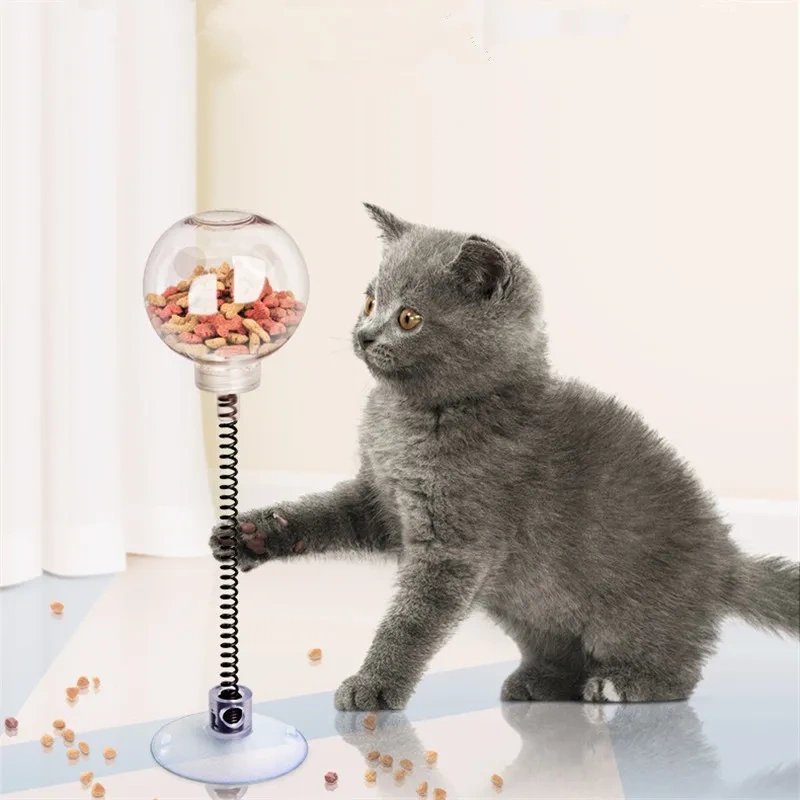 1pc Spring Cat Food Leakage Ball, Swing Self Entertainment Cat Treat Dispensing Ball Pet Puzzle Slow Feeder