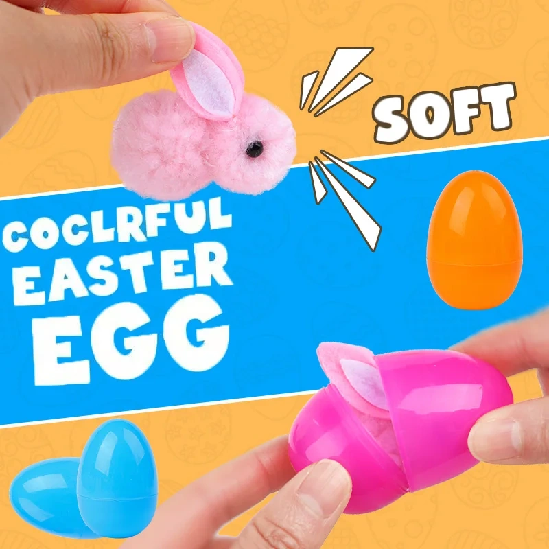 24/48Pcs Cute Easter Egg with Rabbit Figure for Kids Easter Birthday Party Basket Pinata Gift Bag Filler Egg Hunt Games Supplies