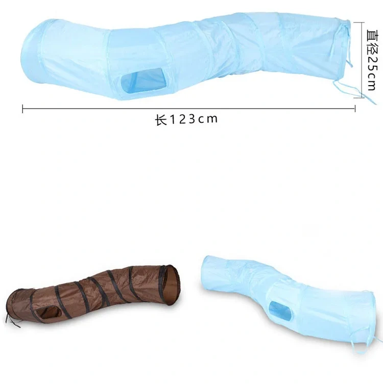 Wholesale Pet Toys Quality Cat Tunnel with Play Ball Rainbow Tunnel Interactive 2 Ways Collapsible Cat Tube with Ball