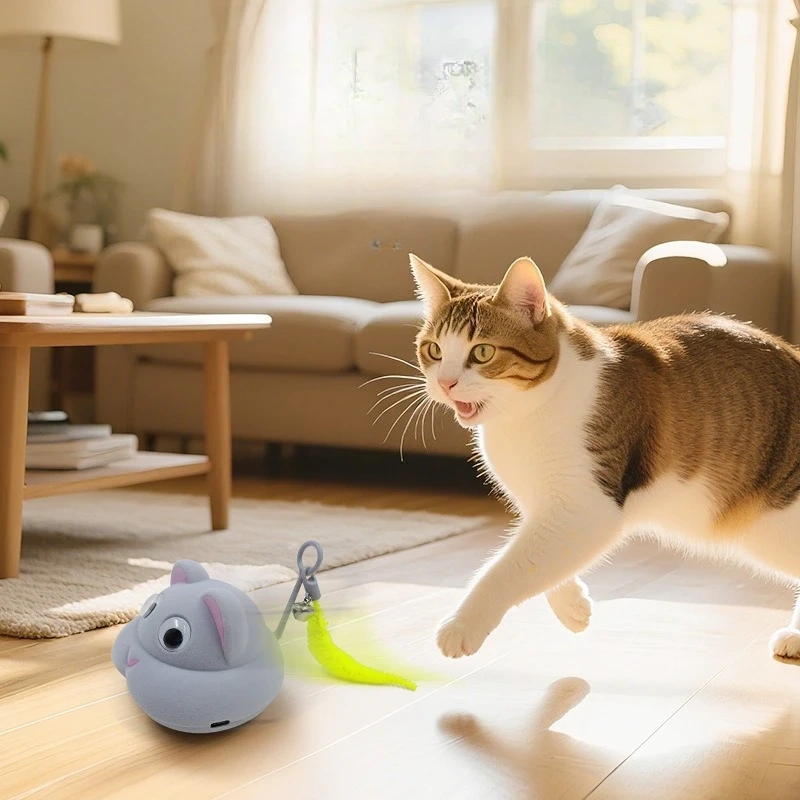 1Pcs Cat Dog Toy Self Playing Light Up Sound Electric USB Mouse Pet Killing Time Safety Material Cute Release Nature