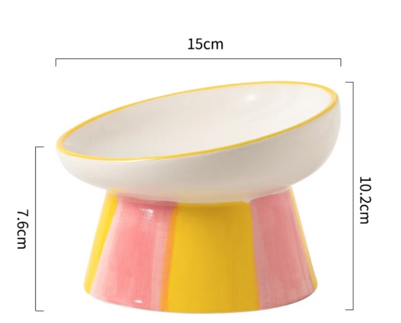 Ceramic Cat Bowl Handmade Flat/Slanted Mouth Pet Food Bowl