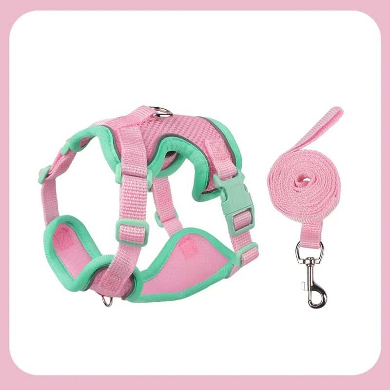 cat Chest Harness and Leash, Anti-Escape Adjustable Soft mesh cat Leash and Chest Harness Set for All Types of Cats