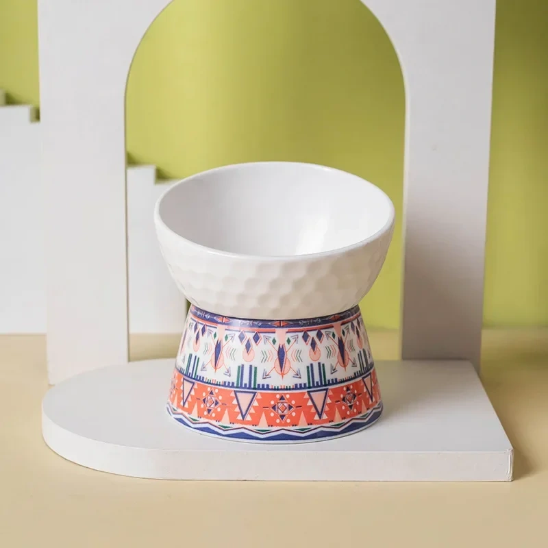 Tilted Elevated Cat Bowl Ceramic Cat Dog Bowl Dish Anti Vomiting Pet Food Water Feeder Raised Dog Bowl Pet Accessories