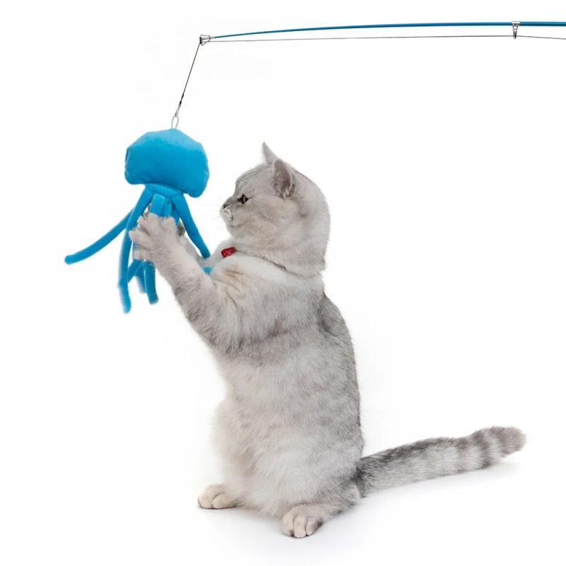 Hellomoon Customize Plush Pet Toy cat Teaser Toy Flippity Fish Interactive cat Toy