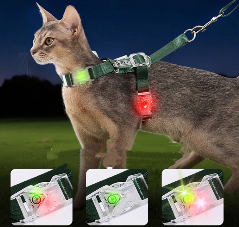 Cat Light-Up I-Shaped Chest Strap Leash Set