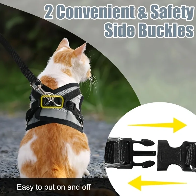 Cat and Dog Leash Set, Vest-Style Pet Harness with Anti-Escape Strap, Suitable for Cats and Dogs, Breathable Mesh Leash, Anti-Escape