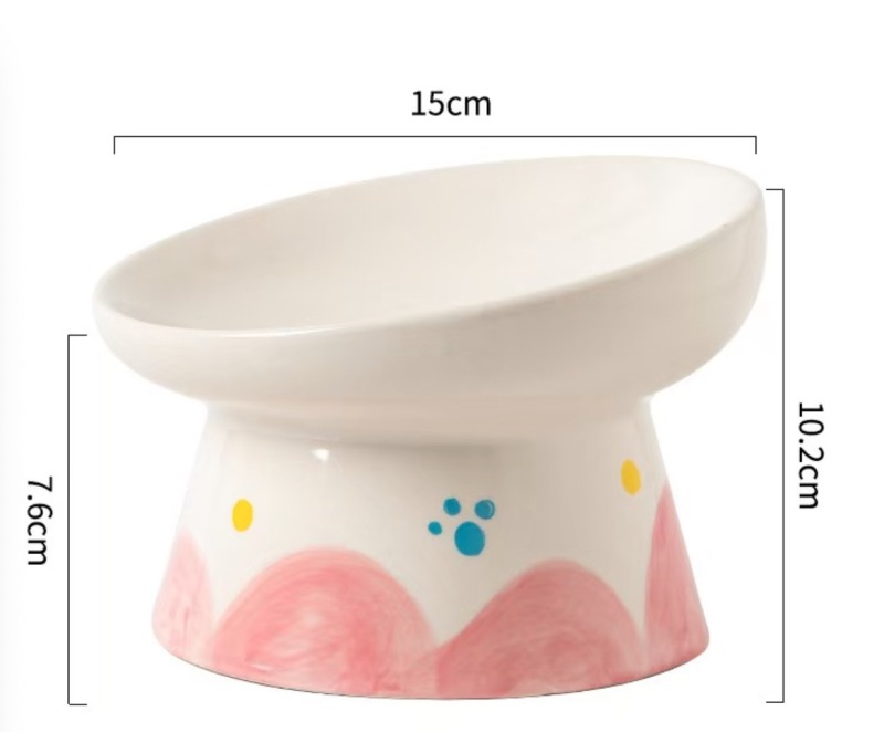 Ceramic Cat Bowl Handmade Flat/Slanted Mouth Pet Food Bowl