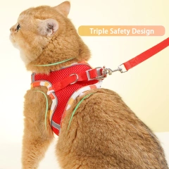 Pet Harness with Retractable Dog Leash for Small Dogs and Cats, Reflective Padded Vest Pet Harness Set, Automatic Locking Tangle