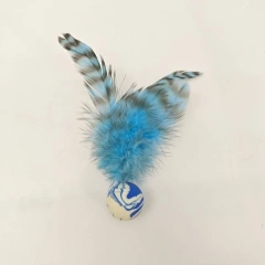 2pcs Random color Wholesale Interactive Colorful Elastic Ball Feathers Cat Toy Rubber Ball Chew Pet Toy
