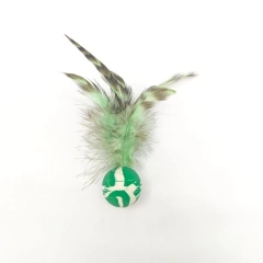 2pcs Random color Wholesale Interactive Colorful Elastic Ball Feathers Cat Toy Rubber Ball Chew Pet Toy