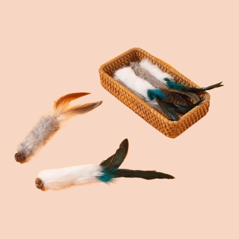 2pcs Cat Chew Toys Interactive Molar Natural Rabbit Hair Toys Gall Fruit Cat Teaser Toy Clean Mouth Pet Toy Pet Supplies