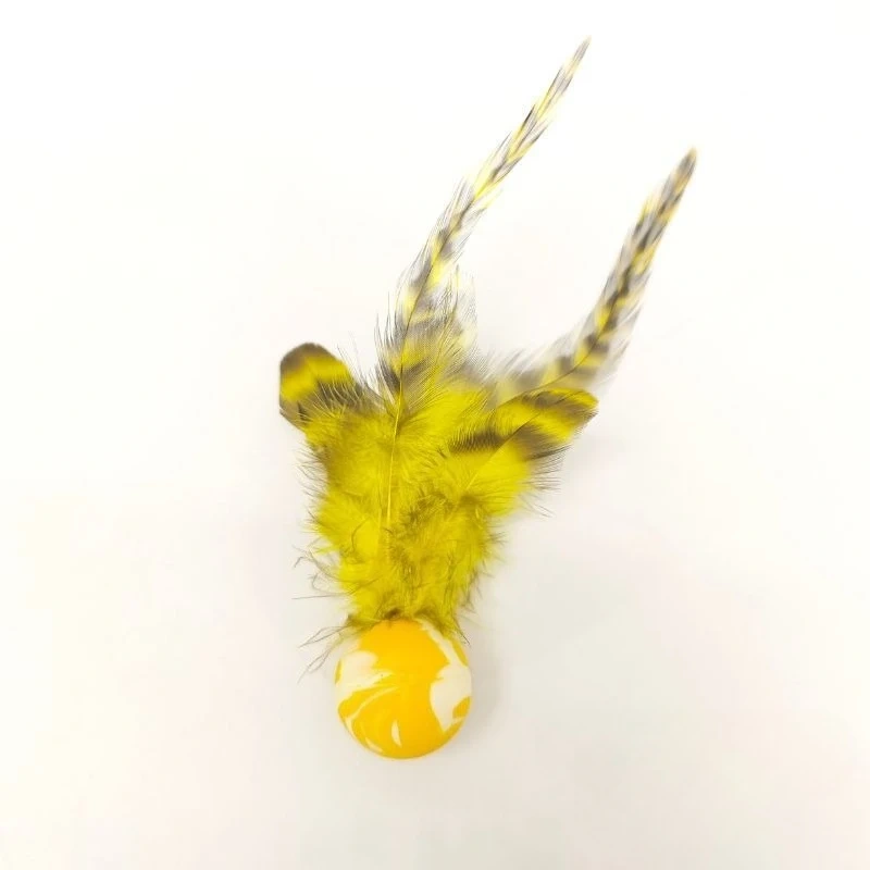 2pcs Random color Wholesale Interactive Colorful Elastic Ball Feathers Cat Toy Rubber Ball Chew Pet Toy