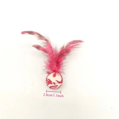 2pcs Random color Wholesale Interactive Colorful Elastic Ball Feathers Cat Toy Rubber Ball Chew Pet Toy