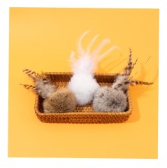 Real rabbit fur cat Silent Ball toys
