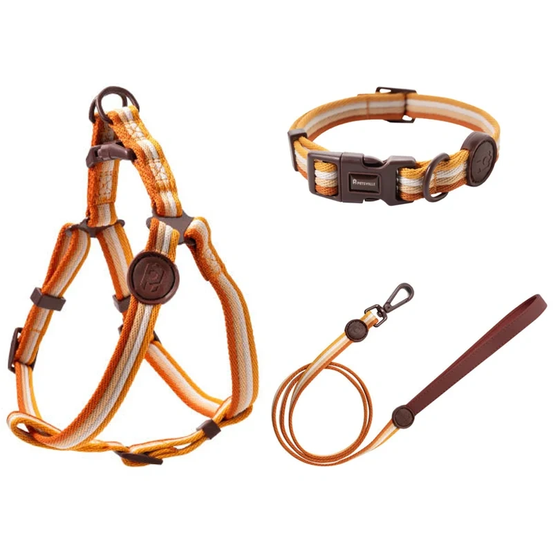 Fashionable Pet Collar & Comfort Dog Harness Vest Pet Leash for Small Medium Dogs Outdoor Pet Walking Accessories