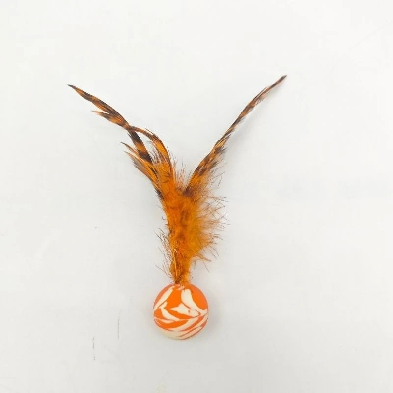 2pcs Random color Wholesale Interactive Colorful Elastic Ball Feathers Cat Toy Rubber Ball Chew Pet Toy