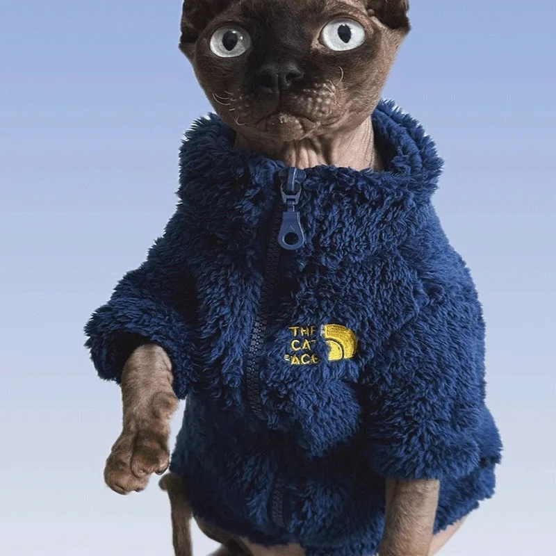 Winter Sweater for Sphynx Cat,Warm Lamb fleece long sleeves Thick Coat For Devon Rex Small Dogs, Soft Warm Pajama for a Cat