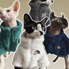 Winter Sweater for Sphynx Cat,Warm Lamb fleece long sleeves Thick Coat For Devon Rex Small Dogs, Soft Warm Pajama for a Cat