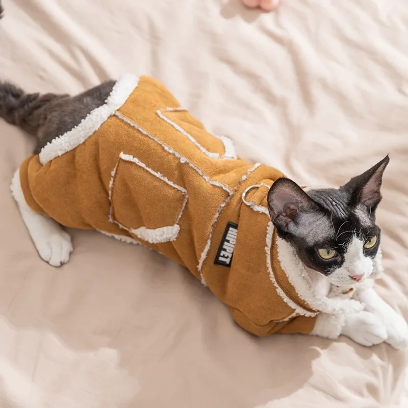 Winter Clothes for Devon Rex Cat Warm Soft Shirt, Cozy Kitten Sweater Outfit, Cute Warm Clothes for Hairless Cat Sphynx