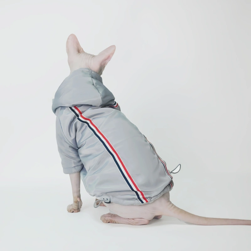 Winter Double Layer Thickened Warm Coat for Hairless Cats, Windproof and Warm Cat Jacket for Sphynx and Devon Rex