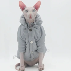 Winter Double Layer Thickened Warm Coat for Hairless Cats, Windproof and Warm Cat Jacket for Sphynx and Devon Rex