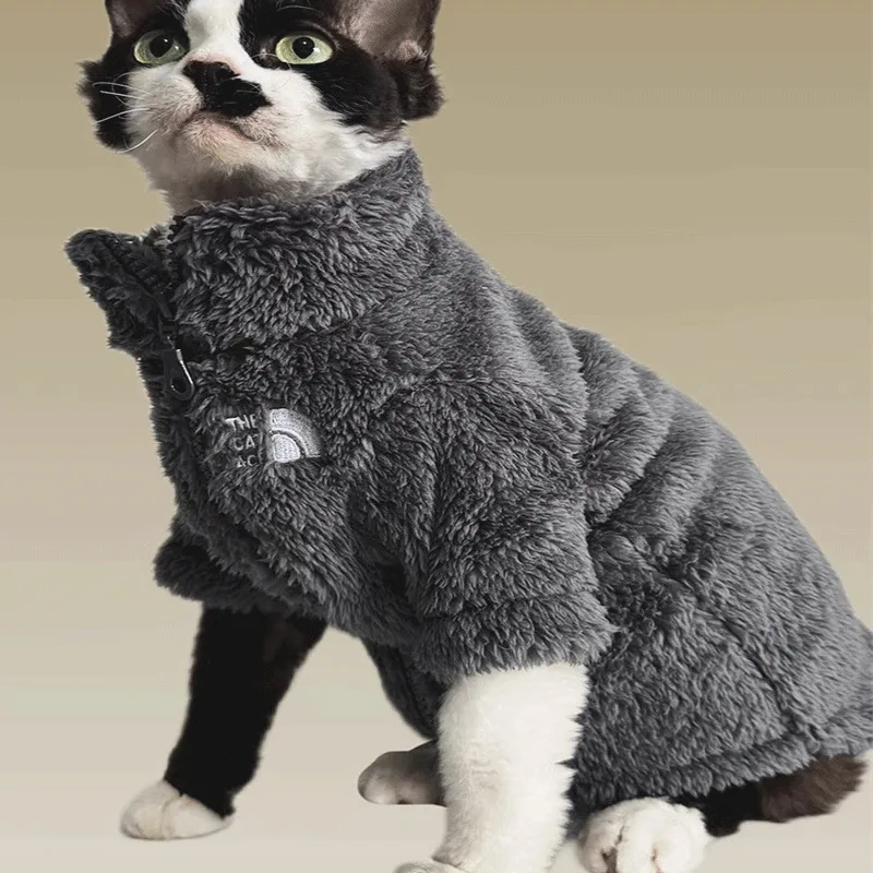 Winter Sweater for Sphynx Cat,Warm Lamb fleece long sleeves Thick Coat For Devon Rex Small Dogs, Soft Warm Pajama for a Cat