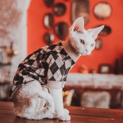 Classic Brown British Checkered Pet Pullover - Cat Clothesthemed Hoodie
