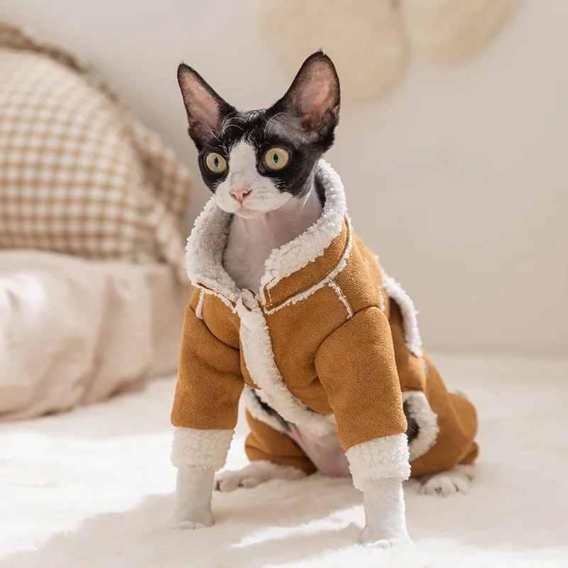 Winter Clothes for Devon Rex Cat Warm Soft Shirt, Cozy Kitten Sweater Outfit, Cute Warm Clothes for Hairless Cat Sphynx