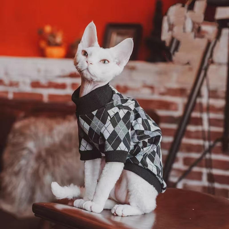 Classic Brown British Checkered Pet Pullover - Cat Clothesthemed Hoodie