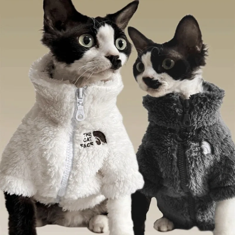 Winter Sweater for Sphynx Cat,Warm Lamb fleece long sleeves Thick Coat For Devon Rex Small Dogs, Soft Warm Pajama for a Cat
