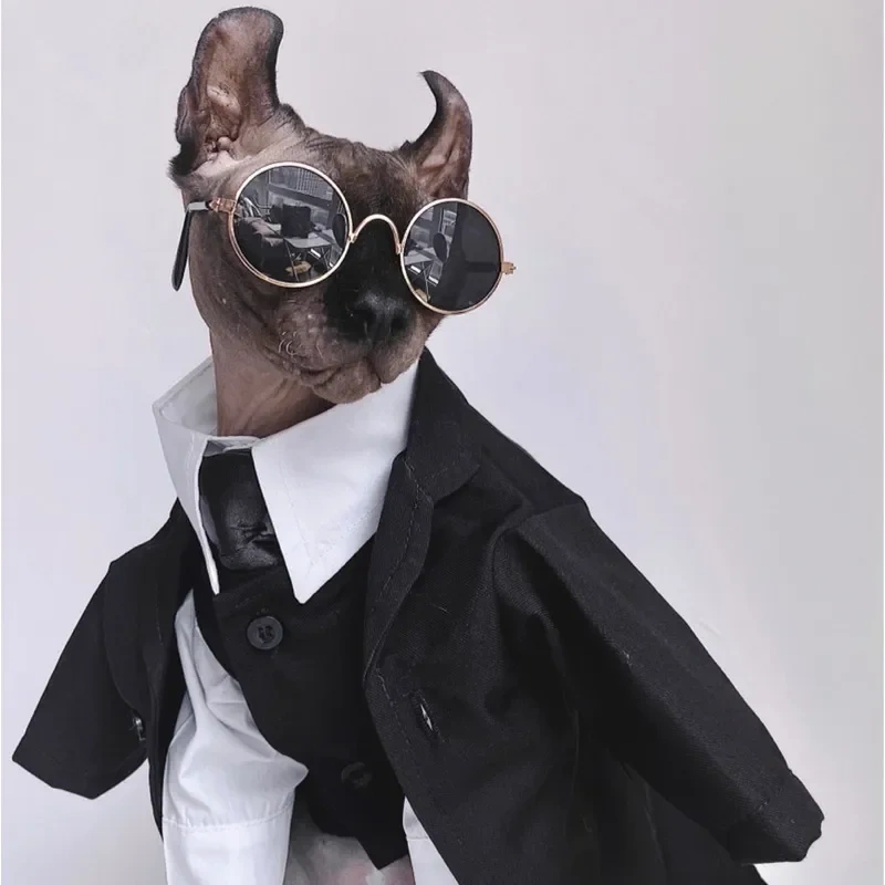 Cat Costumes Sphynx Hairless Cat Clothes Sphinx Devon Autumn Winter English Dress Wedding Suit Pet Gentleman Handsome Cool Coat