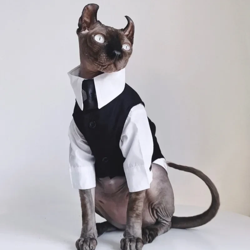 Cat Costumes Sphynx Hairless Cat Clothes Sphinx Devon Autumn Winter English Dress Wedding Suit Pet Gentleman Handsome Cool Coat