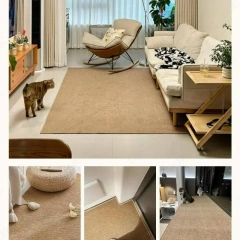 Faux Sisal Woven Bedroom Carpet Textured Natural Look Area Rug  Geometric Room Soft Non-Slip Anti-Slip Carpet Plush Shaggy